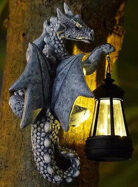 跨境热销太阳能恐龙灯户外庭院装饰摆件花园太阳猫雕像工艺品摆件