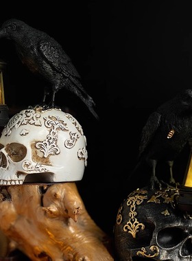 新品万圣节乌鸦摆件复古桌面