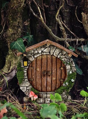 跨境精灵仙女门童话门庭院木制树木装饰 木质摆件花园装饰品工艺