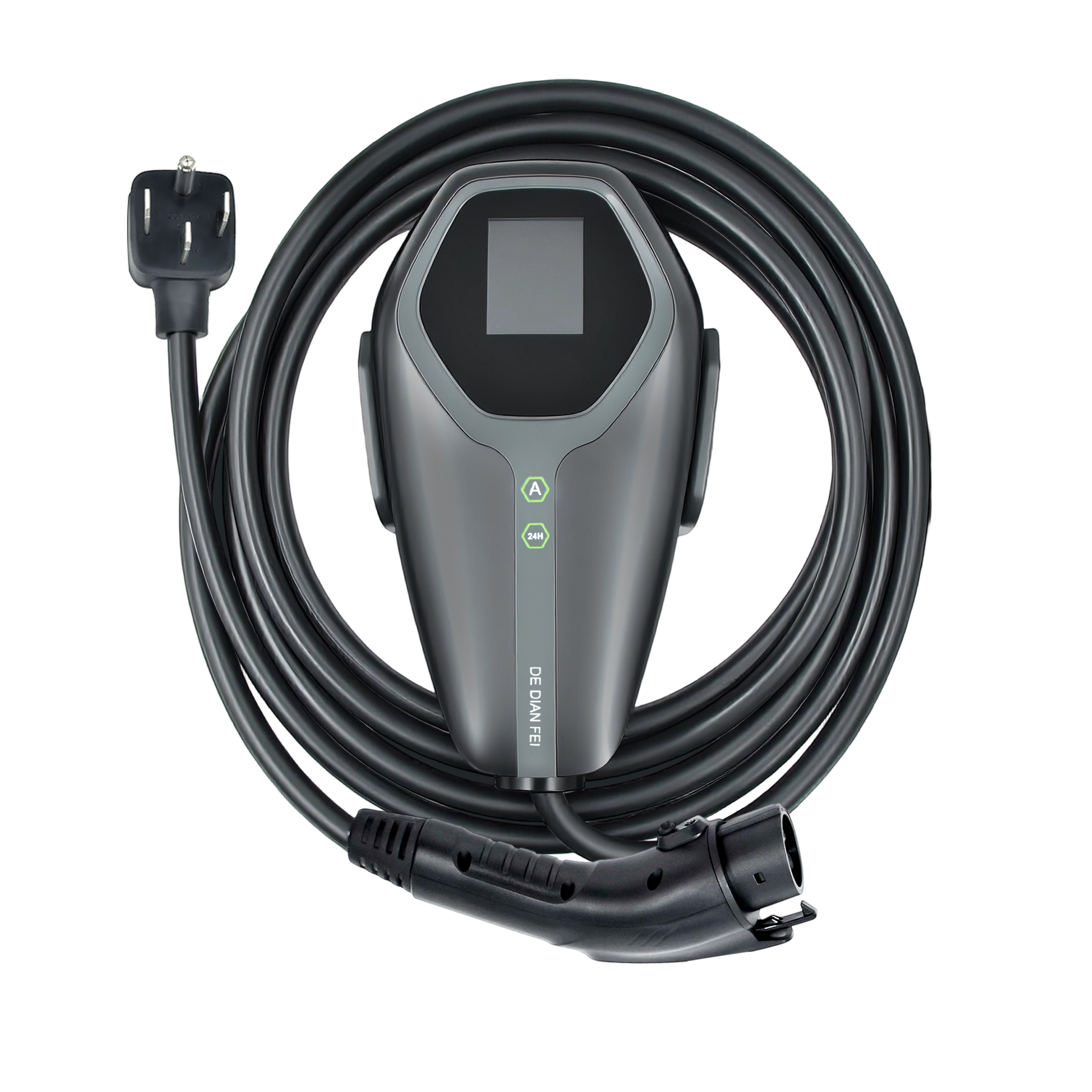 7KW美国标准家用壁挂式电动汽车充电器32A家用便携式5米充电