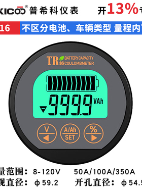 防水型TR16电动车电量铅酸锂电铁锂电池电瓶容量检测仪库仑表专票