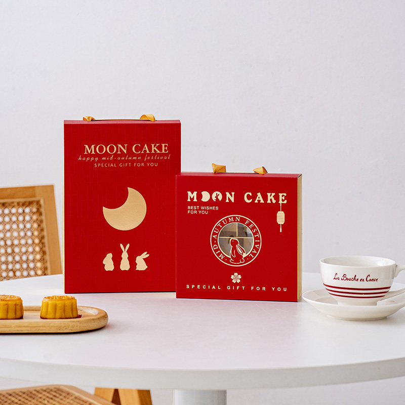 新款中秋月饼蛋黄酥包装盒4粒6个装80g手提式礼盒小西点烘焙包装