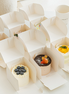 ins风2/3寸迷你小切块蛋糕包装盒慕斯甜品盒烘焙法式西点打包盒子