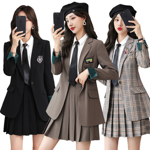 学院风jk制服套装原创衬衫百褶裙春秋冬季时尚减龄英伦西装套装女