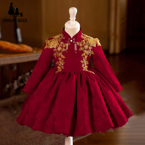 儿童礼服新中式演出服蓬蓬裙洋气