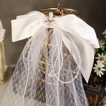 2025新款儿童花童头饰女童超仙白色公主头纱发夹女宝宝蝴蝶结发饰