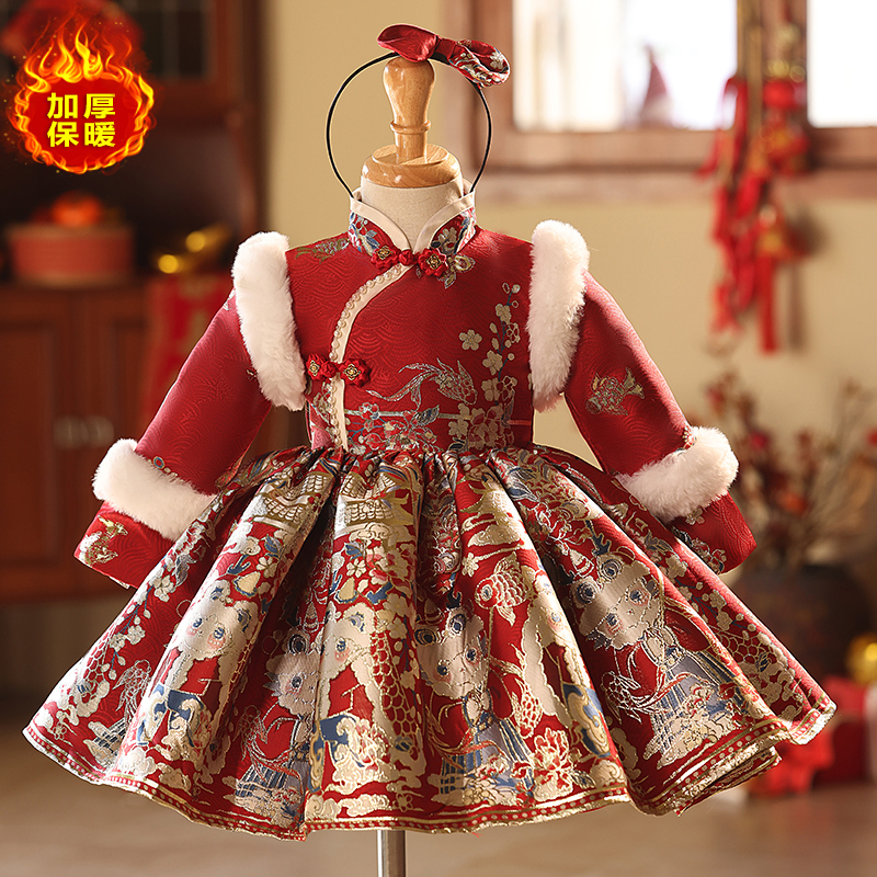 加厚冬季女童唐装中国风