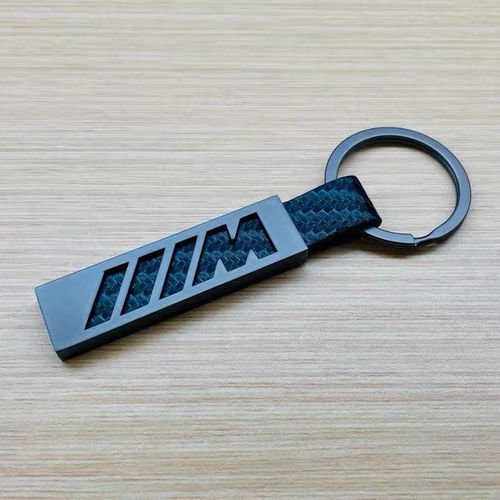 BMW M Power Performance Gun Black Carbon Fiber真皮钥匙扣
