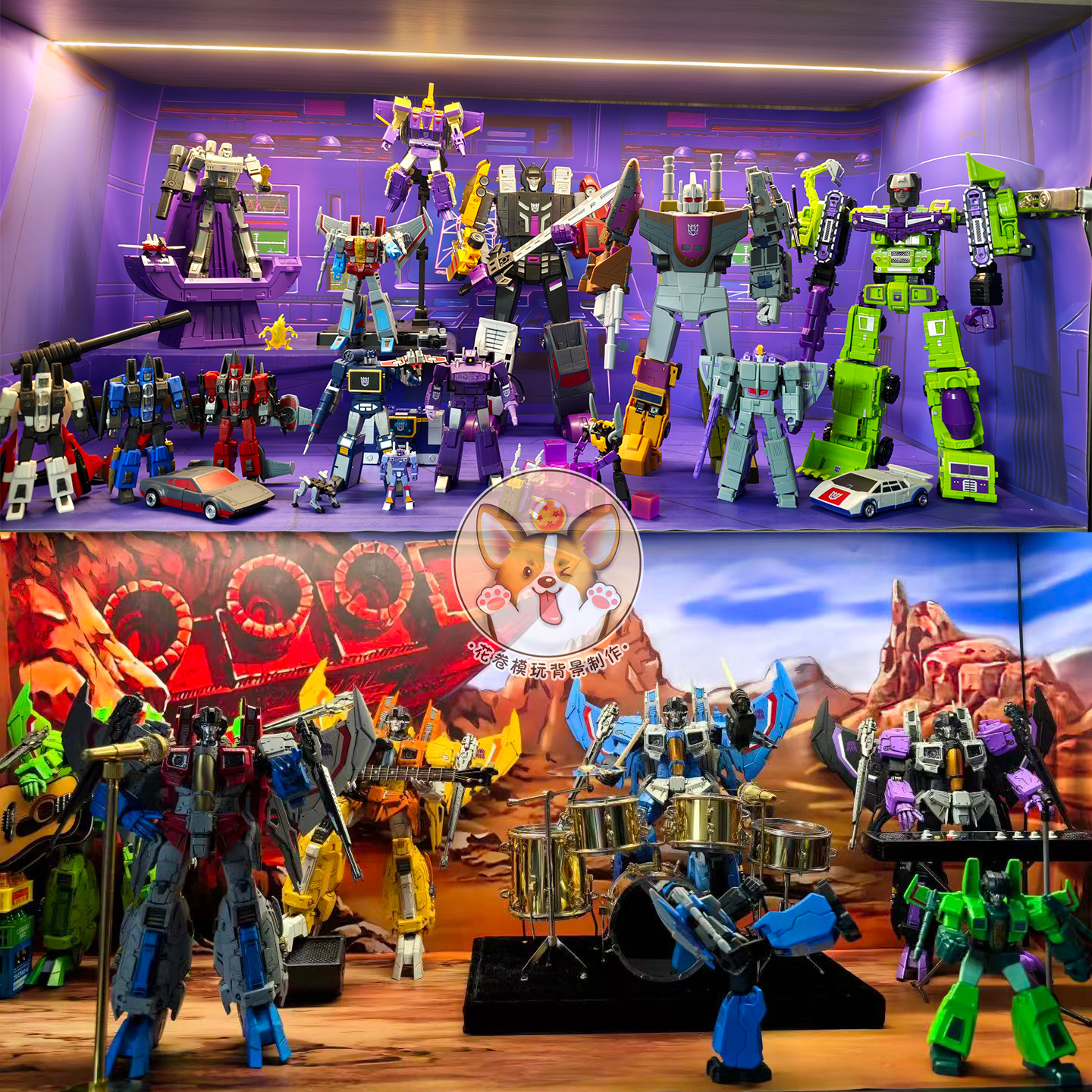 变形金刚背景G1汽车人/mp系列模型手办盒贴纸展柜场景背景图制作