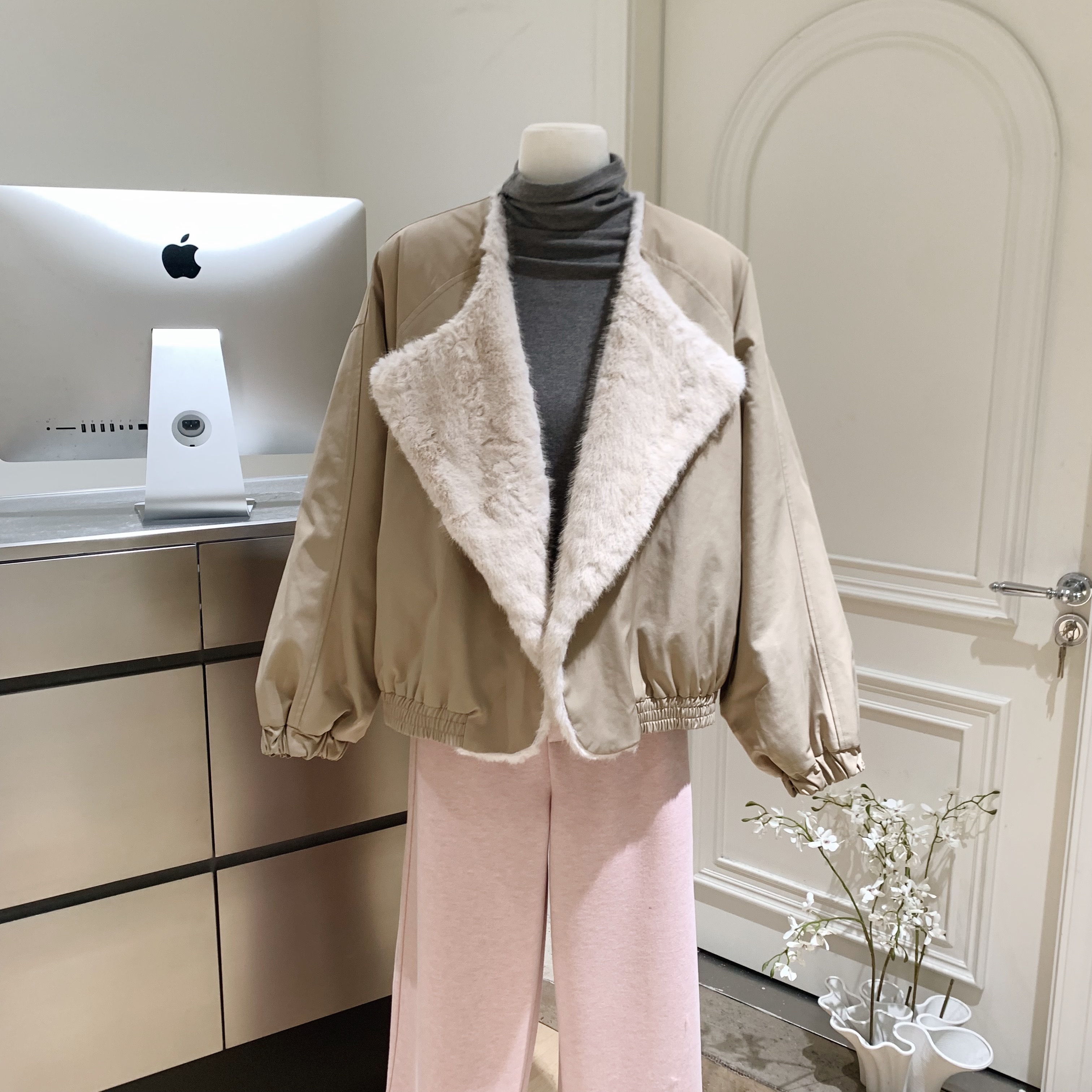 PPSHD两面穿皮毛一体环保皮草女冬季新款貂绒宽松慵懒风毛毛外套