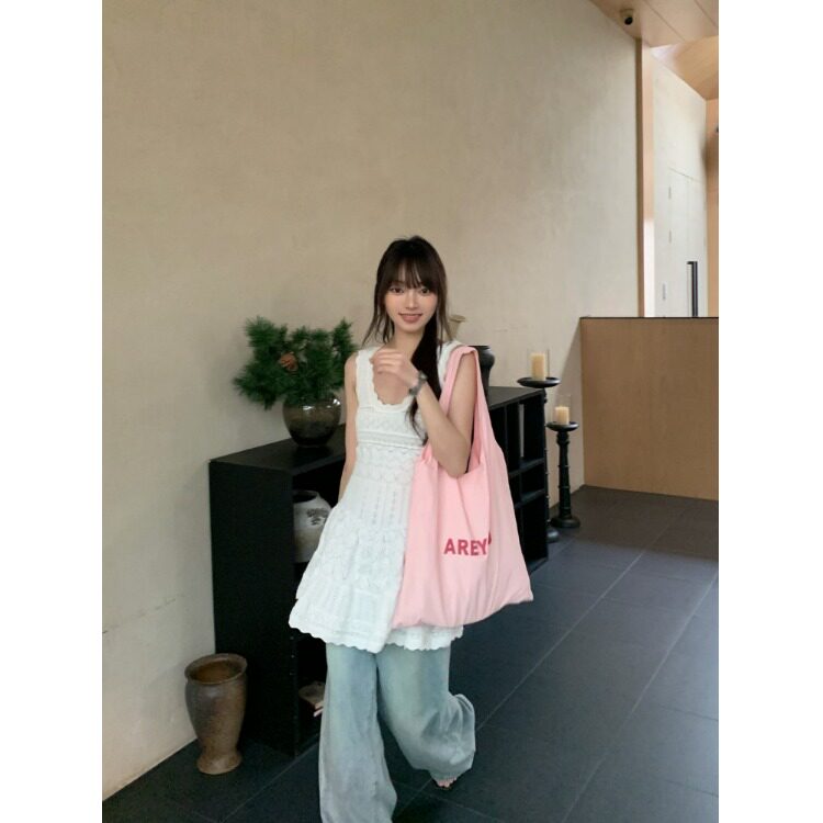PPSHD| 韩系叠穿针织背心连衣裙浅蓝色水洗牛仔裤套装