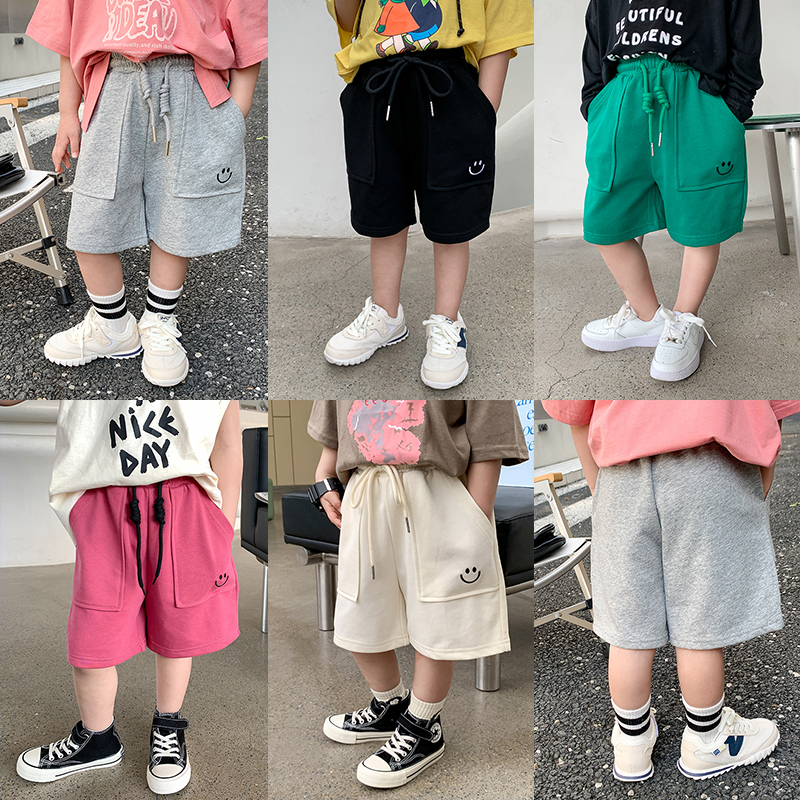 依依妈男童笑脸口袋休闲运动短裤