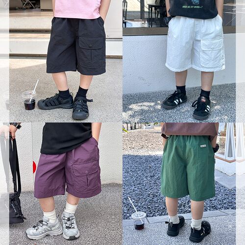 男童纯色钉扣休闲短裤儿童夏装