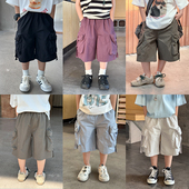 宝宝宽松直筒休闲五分裤 依依妈男童速干拼接工装 薄款 儿童夏装 短裤