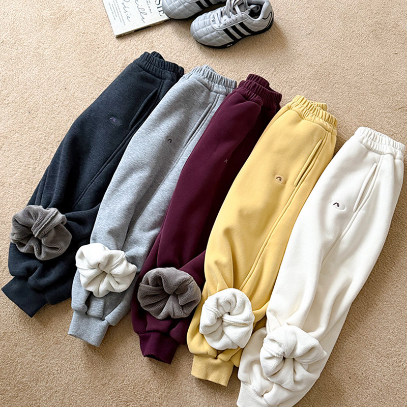 依依妈男童加厚撸猫绒加绒卫裤儿童冬装宝宝百搭束脚运动休闲裤潮