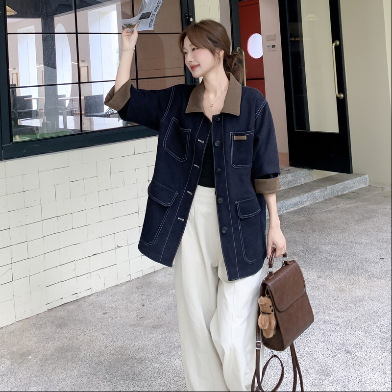 洋气减龄麂皮绒翻领外套女春秋2025新款小个子巨好看超火夹克上衣,女装风衣,2C311