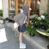 韩版时尚撞色条纹连帽卫衣女2025春秋季新款宽松显瘦休闲减龄上衣，女装短外套，2C311