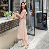 备货618夏新款粉色法式飞袖公主裙中长款时尚大摆连衣裙P115K168，女装连衣裙，2C311