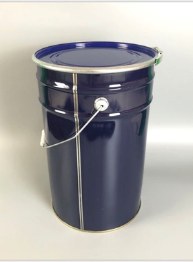 加厚圆形27L马口铁桶27升带箍铁桶27KG蓝色硅胶桶密封性强