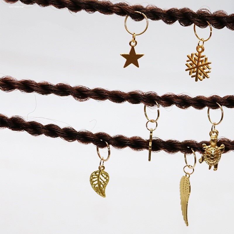 假发饰品脏辫装饰发圈发环头发饰合金树叶雪花小吊坠挂件