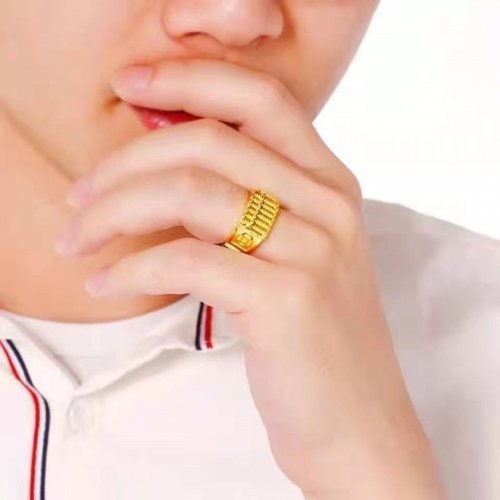 黄金戒指男如意金算盘金戒指金指环老板戒金首饰