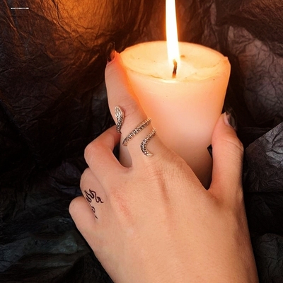 复古做旧蛇形戒指男女ins嘻哈小众设计感食指戒指环潮牌