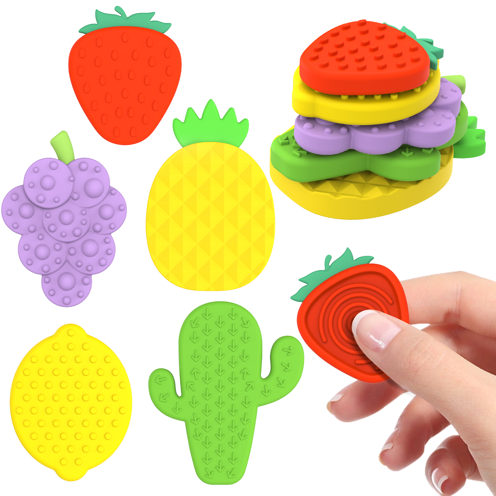 5pcs/set Fidget Sensory Toy for Adults Silicone Worry Stone