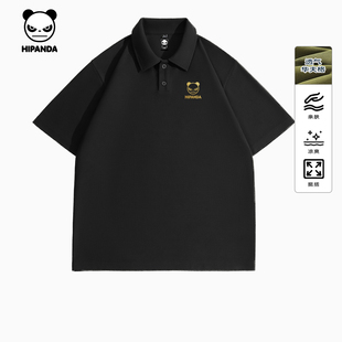 新款 2025夏季 T恤C polo衫 Hipanda你好熊猫复古透气华格夫翻领短袖