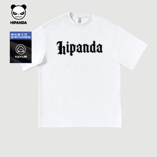新款 Hipanda你好熊猫简约高级感百搭宽松情侣短袖 T恤男2025夏季