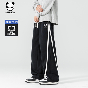 阔腿裤 2025秋新款 学院风休闲裤 Hipanda你好熊猫320g重磅条纹美式