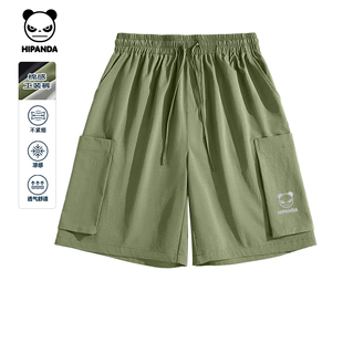 凉感五分潮裤 Hipanda你好熊猫街头复古阔腿工装 新款 2025夏季 短裤