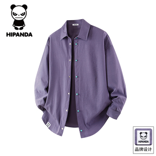 HiPanda你好熊猫秋冬季男士长袖衬衫2025新款休闲翻领衬衣外套GH