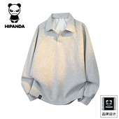 美式 宽松卫衣男士 新款 HiPanda你好熊猫秋冬季 休闲翻领上衣男款
