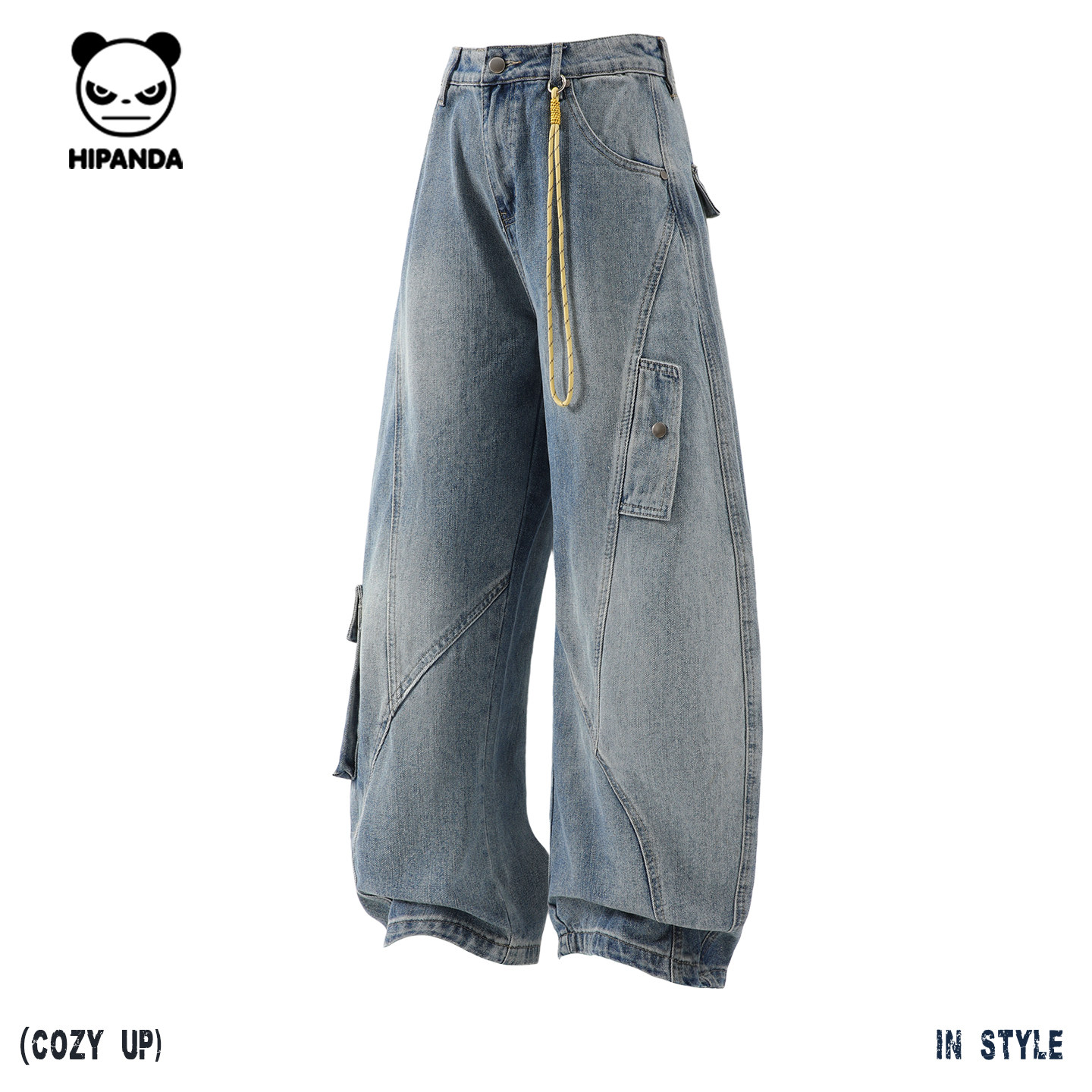 Hipanda你好熊猫美式工装弯刀牛仔裤男女2026春季新款阔腿裤长裤,男装,牛仔裤,淘宝优惠券,粉丝福利购,淘宝优惠卷