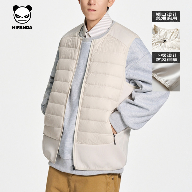Hipanda你好熊猫90鸭绒排骨轻薄无袖潮羽绒马甲男女2025冬季新款,男装,羽绒马甲,淘宝优惠券,粉丝福利购,淘宝优惠卷