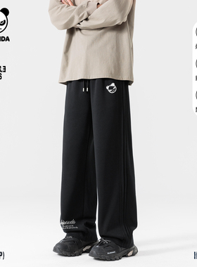 Hipanda你好熊猫320g重磅显瘦显高潮牌设计休闲裤男2026春季新款