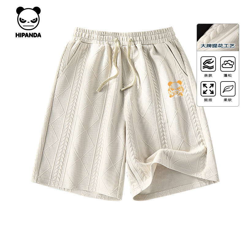 Hipanda你好熊猫简约高级提花设计感宽松五分短裤男2026夏季新款,男装,短裤,淘宝优惠券,粉丝福利购,淘宝优惠卷