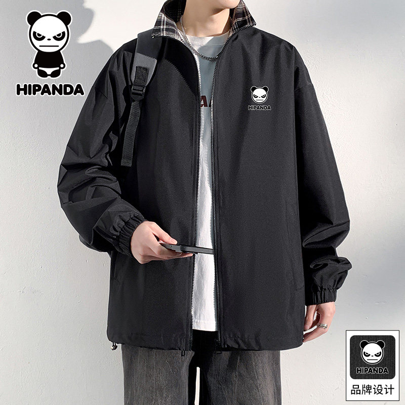 HiPanda你好熊猫秋季翻领夹克男士新款休闲美式格纹上衣外套男GH,男装,夹克,淘宝优惠券,粉丝福利购,淘宝优惠卷