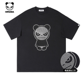 Hipanda你好熊猫设计师款 T恤 潮牌烫钻短袖 高级感镶钻半袖 2026夏季
