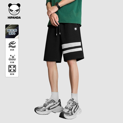 Hipanda你好熊猫美式复古简约宽松透气薄款短裤2026夏季款五分裤
