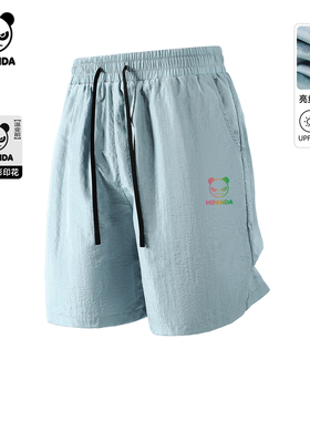 Hipanda你好熊猫运动户外蓝色个性防晒五分裤男2026夏季新款短裤C