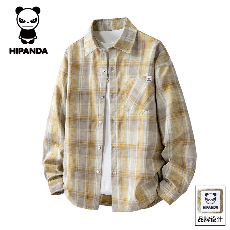 HiPanda你好熊猫秋冬季格子长袖衬衫男士新款美式宽松休闲外套GH,男装,衬衫,淘宝优惠券,粉丝福利购,淘宝优惠卷