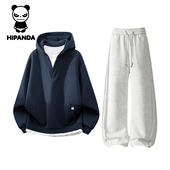 HiPanda你好熊猫秋冬季 运动两件套GH 休闲男裤 假两件卫衣套装 男士