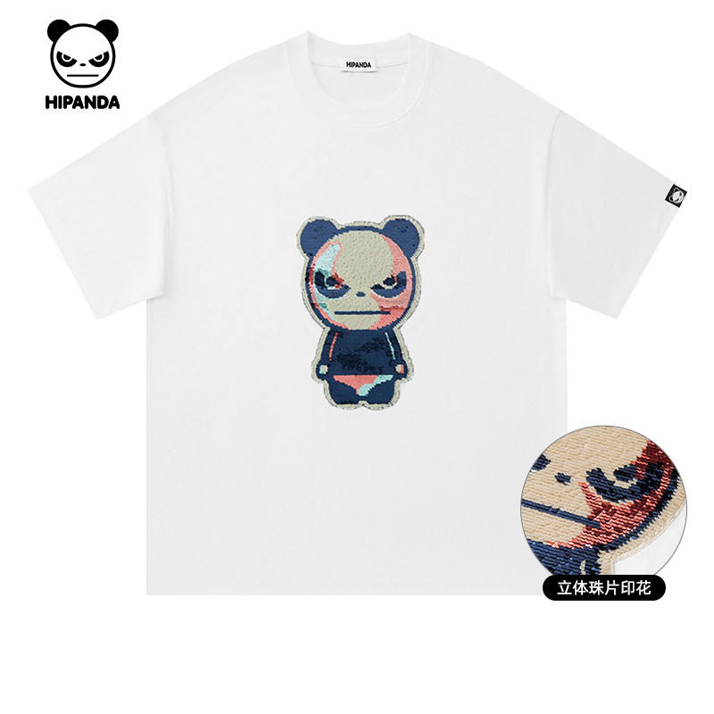 Hipanda你好熊猫高街美式立体珠片高定短袖T恤2026夏季新款半袖t,男装,T恤,淘宝优惠券,粉丝福利购,淘宝优惠卷