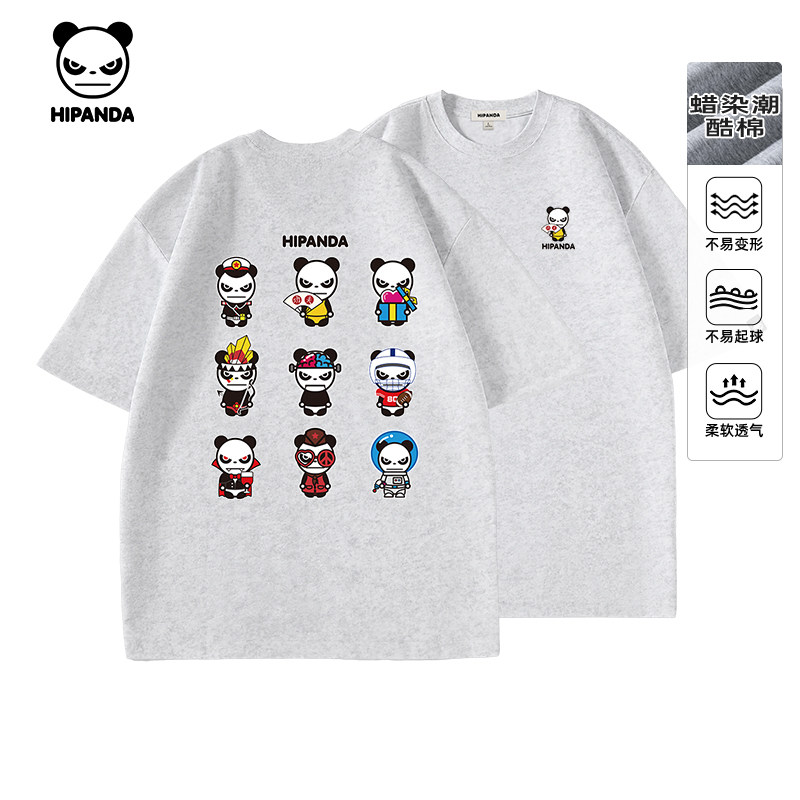 Hipanda你好熊猫潮牌蜡染复古做旧街头风短袖男2026夏季新款体恤,男装,T恤,淘宝优惠券,粉丝福利购,淘宝优惠卷