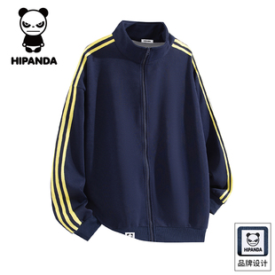 HiPanda你好熊猫秋季开衫卫衣男士2025新款休闲三条杠上衣外套GH