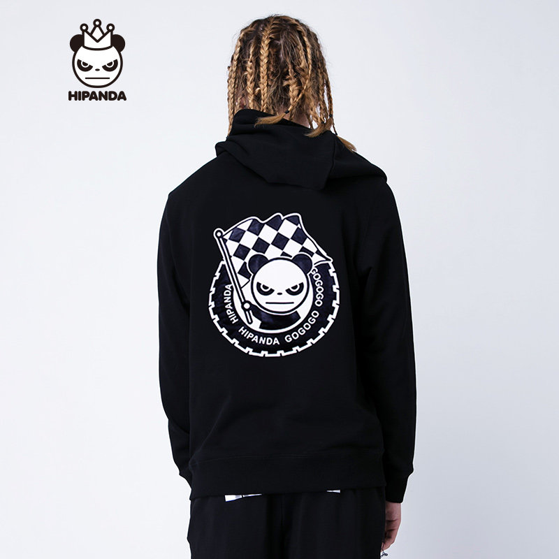 Hipanda你好熊猫男款春秋赛车熊猫图案连帽套头卫衣设计潮牌国潮|ruв категории Мужская одежда, свитер - от Buy2taobao.com для оказания профессиональной услуги покупки агента Taobao