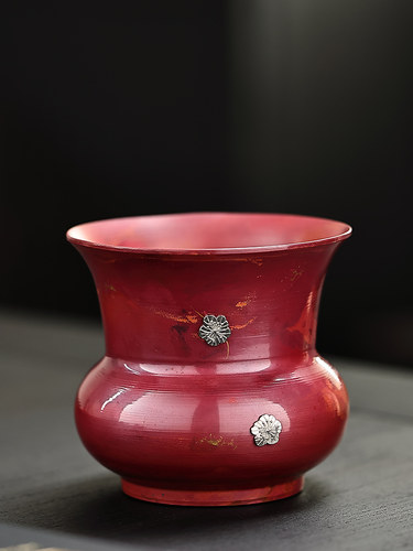 紫铜建水小号茶室家用茶渣缸茶水缸茶具配件手工覆古茶道功夫茶具