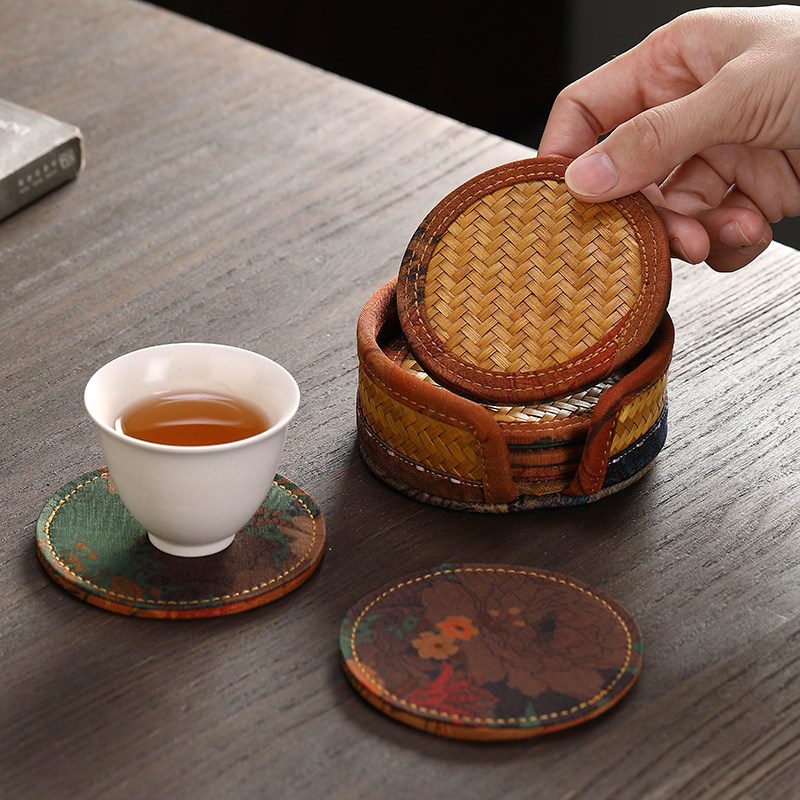 手工竹编布艺杯托  隔热杯垫 功夫茶具配件茶杯垫子茶托餐桌垫,餐饮具,茶道/零配,淘宝优惠券,粉丝福利购,淘宝优惠卷