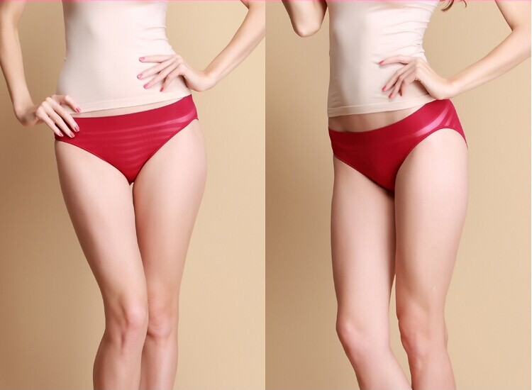 美馨花仙无缝中腰三角女条纹内裤